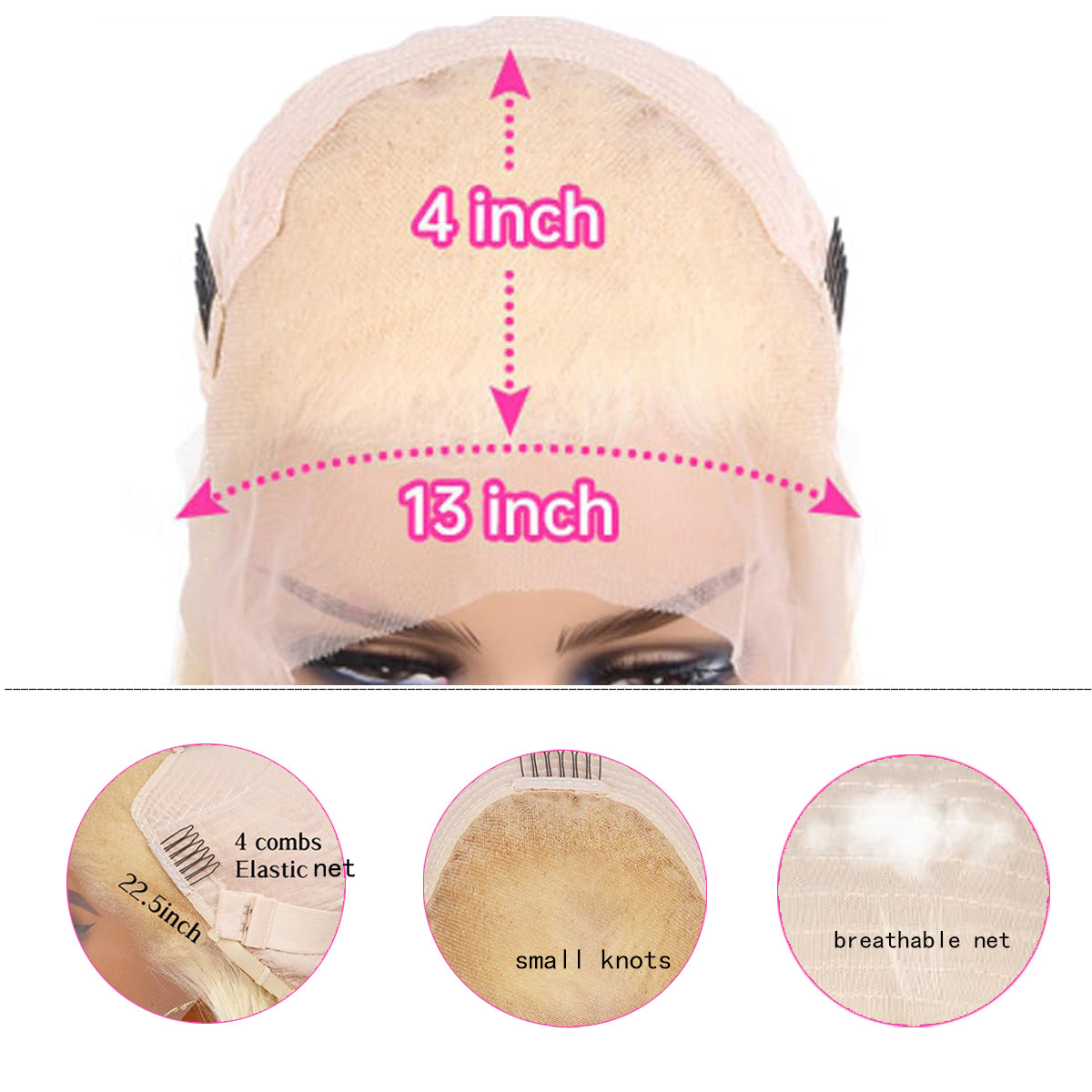 13x4 Body Wave 180% Density Blonde #613 Lace Front Wig Human Hair Pre Plucked Bleached Knots with Baby Hair
