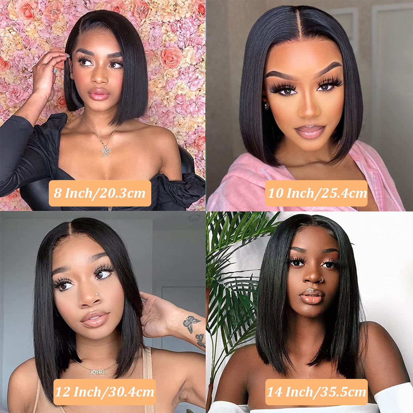 Bob Wig Human Hair 13x4 HD Lace Front Wigs for Black Women Human Hair Side Part Frontal Bob Wig, Short Human Hair Wigs for Black Women Pre Plucked 180% Density