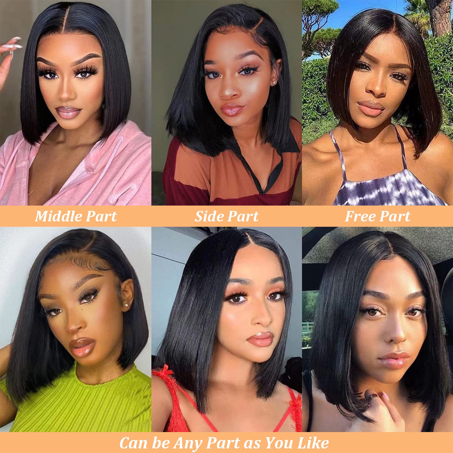 Bob Wig Human Hair 13x4 HD Lace Front Wigs for Black Women Human Hair Side Part Frontal Bob Wig, Short Human Hair Wigs for Black Women Pre Plucked 180% Density