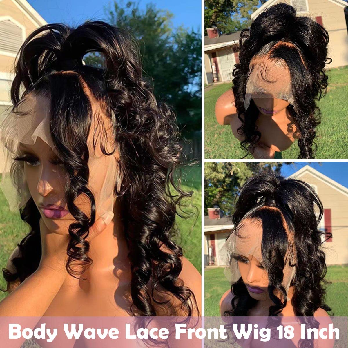 FASCARA Body Wave Lace Front Wigs Human Hair 13x4 HD Transparent Lace Frontal Wig Pre Plucked with Baby Hair 180% Density Brazilian Wigs for Black Women Natural Color