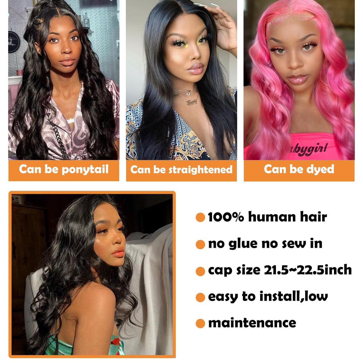 FASCARA Body Wave Lace Front Wigs Human Hair 13x4 HD Transparent Lace Frontal Wig Pre Plucked with Baby Hair 180% Density Brazilian Wigs for Black Women Natural Color