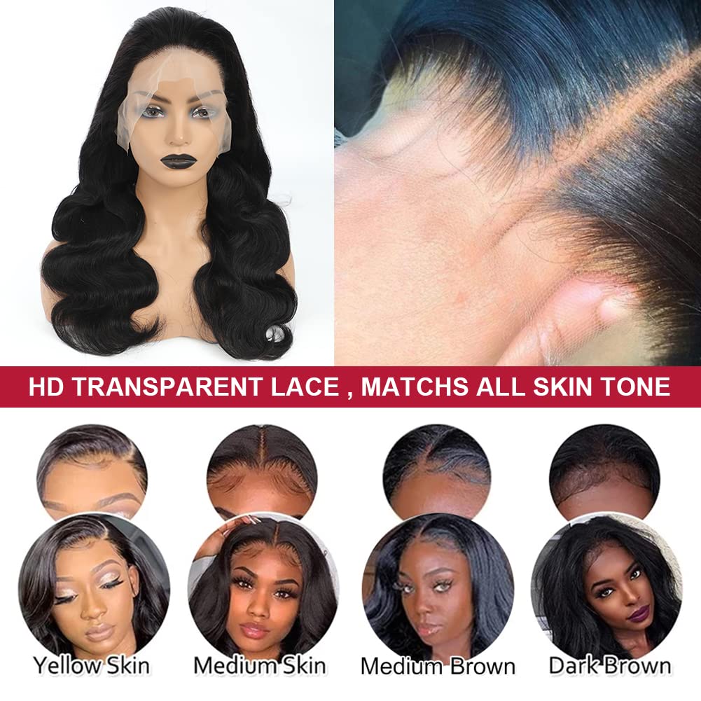 FASCARA 220% High Density HD Transparent Lace Front Wigs Human Hair Body Wave 13x4 Frontal Wigs Human Hair Pre Plucked with Baby Hair 10A Full and Thick Human Hair Wigs for Black Women