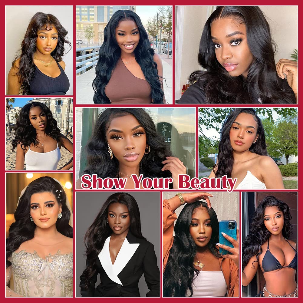 FASCARA 220% High Density HD Transparent Lace Front Wigs Human Hair Body Wave 13x4 Frontal Wigs Human Hair Pre Plucked with Baby Hair 10A Full and Thick Human Hair Wigs for Black Women