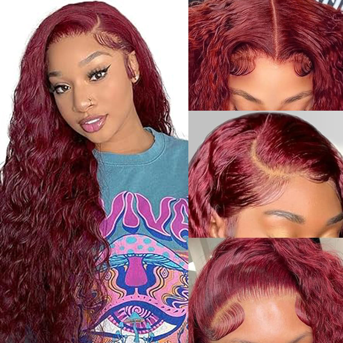 99J 13X4 HD Transparent deep wave Lace Frontal Wigs 100 human hair 180% Density
