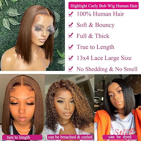 UTIDE Chocolate Brown Bob Wig Human Hair Straight 3x4 Hd Transparent Lace Frontal Bob Wig Straight Hair Free Part Short Bob Wig