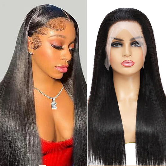 250% Density Double Drown Straight  13x4 HD Lace Front Wigs 100 Unprocessed Vigin Human Hair Pre Plucked With Baby Hair Bleached Knots
