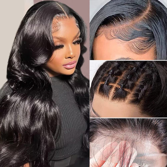 FASCARA 220% High Density HD Transparent Lace Front Wigs Human Hair Body Wave 13x4 Frontal Wigs Human Hair Pre Plucked with Baby Hair 10A Full and Thick Human Hair Wigs for Black Women