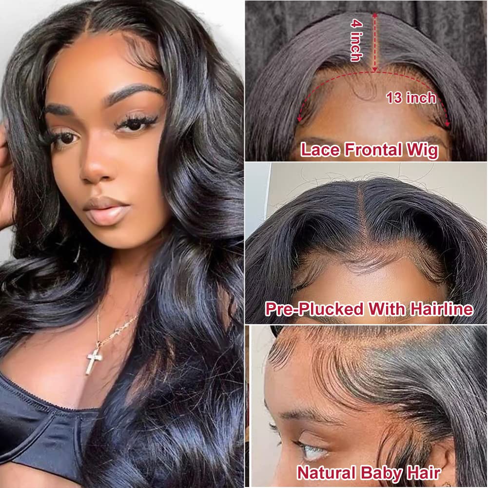FASCARA 220% High Density HD Transparent Lace Front Wigs Human Hair Body Wave 13x4 Frontal Wigs Human Hair Pre Plucked with Baby Hair 10A Full and Thick Human Hair Wigs for Black Women
