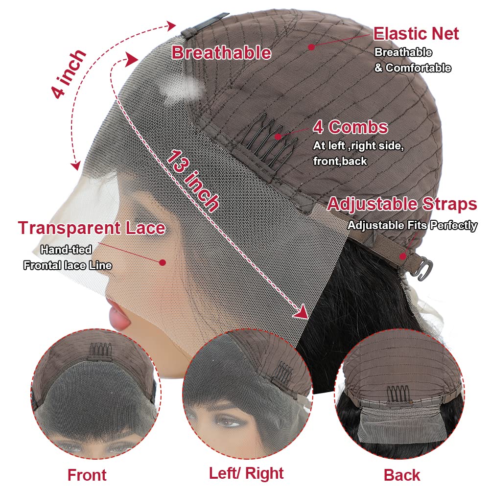 FASCARA 220% High Density HD Transparent Lace Front Wigs Human Hair Body Wave 13x4 Frontal Wigs Human Hair Pre Plucked with Baby Hair 10A Full and Thick Human Hair Wigs for Black Women