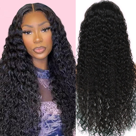 180 Density 5x5 HD Transparent Water Wave Lace Front Wigs Human Hair Pre Plucked with Baby Hair