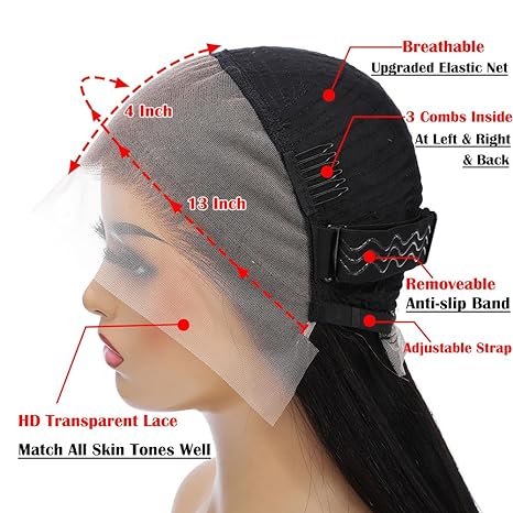 Fascara Loose wave  13x4 HD Lace Front Wigs Human Hair Pre Plucked 180% Density bob wig