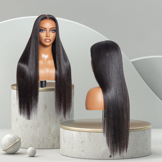 5x5 HD Transparent Straight Lace Frontal Wigs Human Hair Pre Plucked with Baby Hair 180% Density