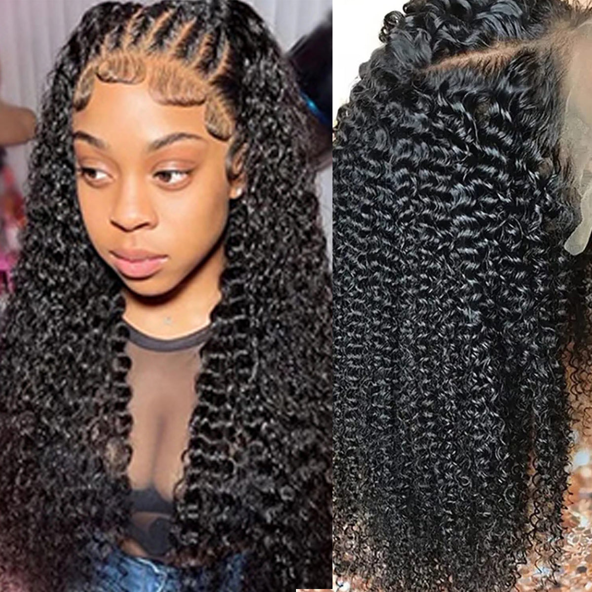 Curly Lace Front Wig Human Hair 13x4 HD Transparent Lace Frontal Wig Curly Hair 180 Density Pre Plucked With Baby Hair Free Part kinky Curly Wigs Human Hair For Black Women Natural Color