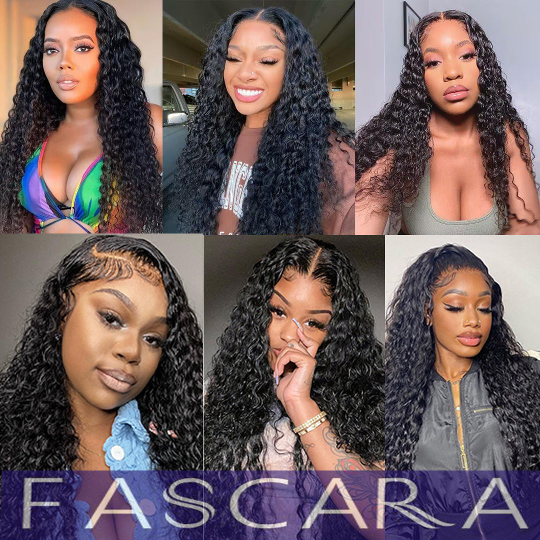 180 Density 5x5 HD Transparent Water Wave Lace Front Wigs Human Hair Pre Plucked with Baby Hair