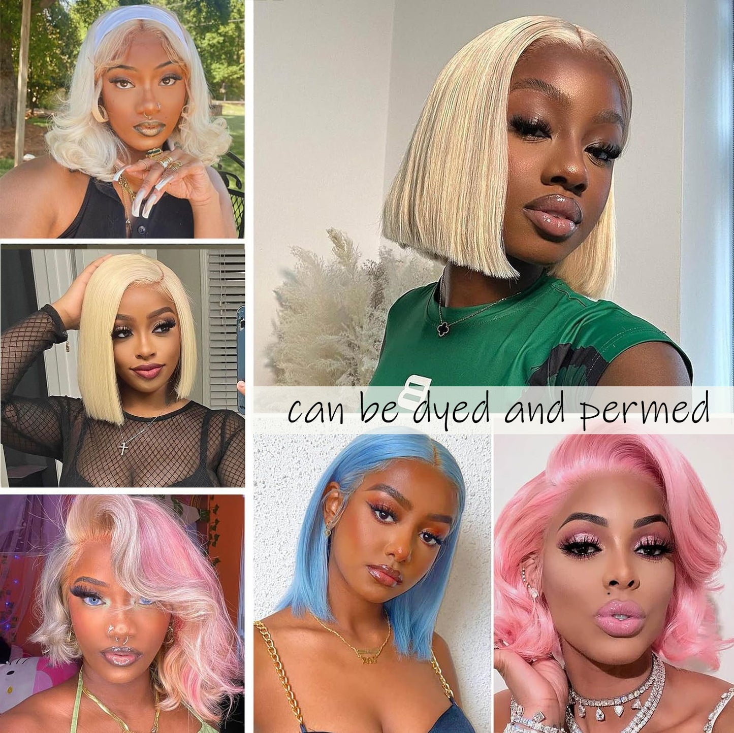 13X4 Straight Lace Frontal Bob Wig Human Hair Pre Plucked Free Part 180 Density 613 Blonde