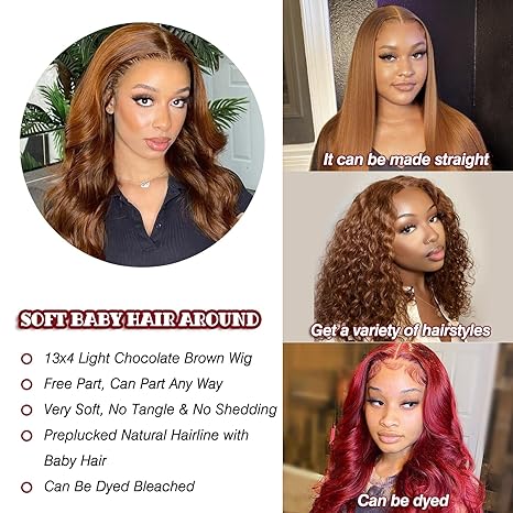Chocolate Brown Lace Front Wig Human Hair for Women Body Wave 13x4 Auburn Brown Lace Front Wigs Human Hair 4# Colored Glueless Wigs Human Hair