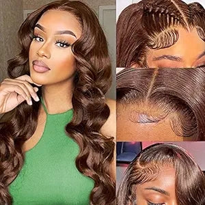 Chocolate Brown Lace Front Wig Human Hair for Women Body Wave 13x4 Auburn Brown Lace Front Wigs Human Hair 4# Colored Glueless Wigs Human Hair
