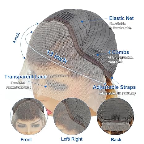 FASCARA Highlight Body Wave Human Hair Wigs for Women 13x4 Lace Front Wig Transparent Lace Frontal Wigs Honey Blonde Lace Front Wig Pre Plucked with Baby Hair