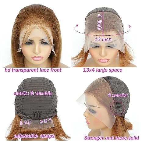 UTIDE Chocolate Brown Bob Wig Human Hair Straight 3x4 Hd Transparent Lace Frontal Bob Wig Straight Hair Free Part Short Bob Wig