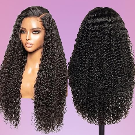 Curly Lace Front Wig Human Hair 13x4 HD Transparent Lace Frontal Wig Curly Hair 180 Density Pre Plucked With Baby Hair Free Part kinky Curly Wigs Human Hair For Black Women Natural Color